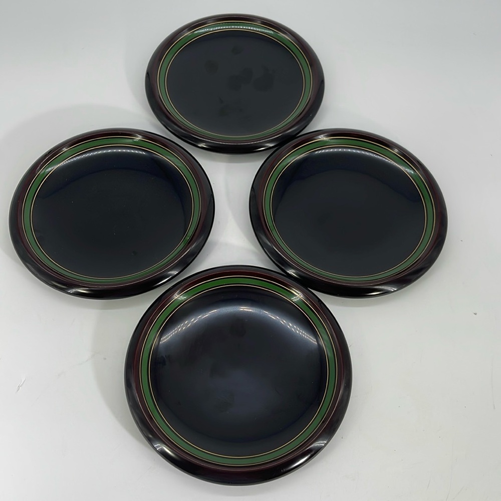 Zohiko Urushi Retro Lacquerware Japanese Small Plates Set of 4